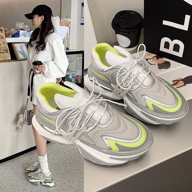 Thick-Soled New Dad Shoes, Early Spring Trendy Style, Color-Blocking Casual and Comfortable Style, Balmain Sneakers, Trendy Style