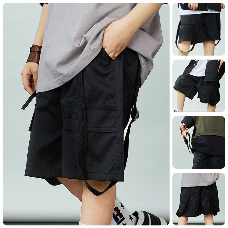 (Michael Ding) Children's Hip-hop Decoration Boys Trendy Clothes Belt Rope Girls Pants with Rope Lace Waist