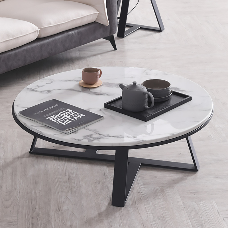 Modern minimalist marble coffee table bian ji combination Nordic light luxury small red iron round coffee table