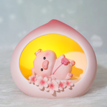 Cute cute girl heart cartoon peach pig bedroom decoration bedside table office desktop night light girls childrens gift