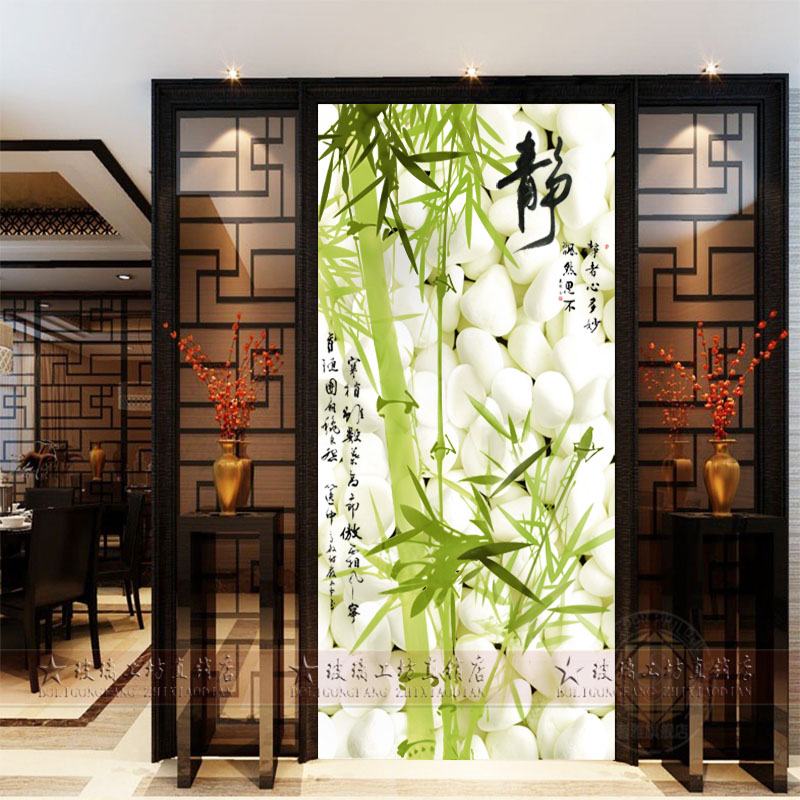 Chinese Steel Chemical Ultra White Art Glass Entrance Living Room Aisle Decoration Shoe Cabinet Transparent Frosted Double-sided Effect Bamboo