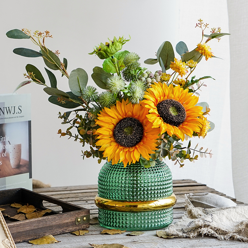 Light Extravagant High-end Sunflower Simulation Bouquet Home Living Room Dining Room Table Hem Hand Holding Flowers Fake Flowers Decoration Floral Furnishing