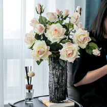 Hand-feeling moisturizing rose simulation bouquet home living room dining table fake flower ornaments set flower arrangement decorative flower ornaments