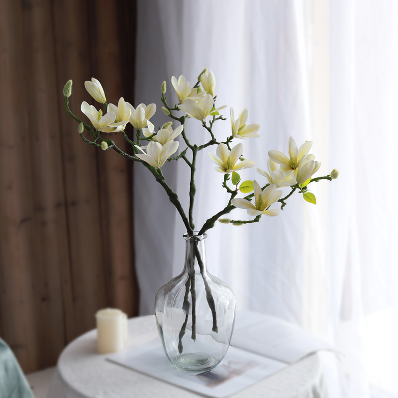 New Chinese white jade Orchid emulation flower living-room table hand feel fake flower pendulum pieces home inserted to decorate floral art