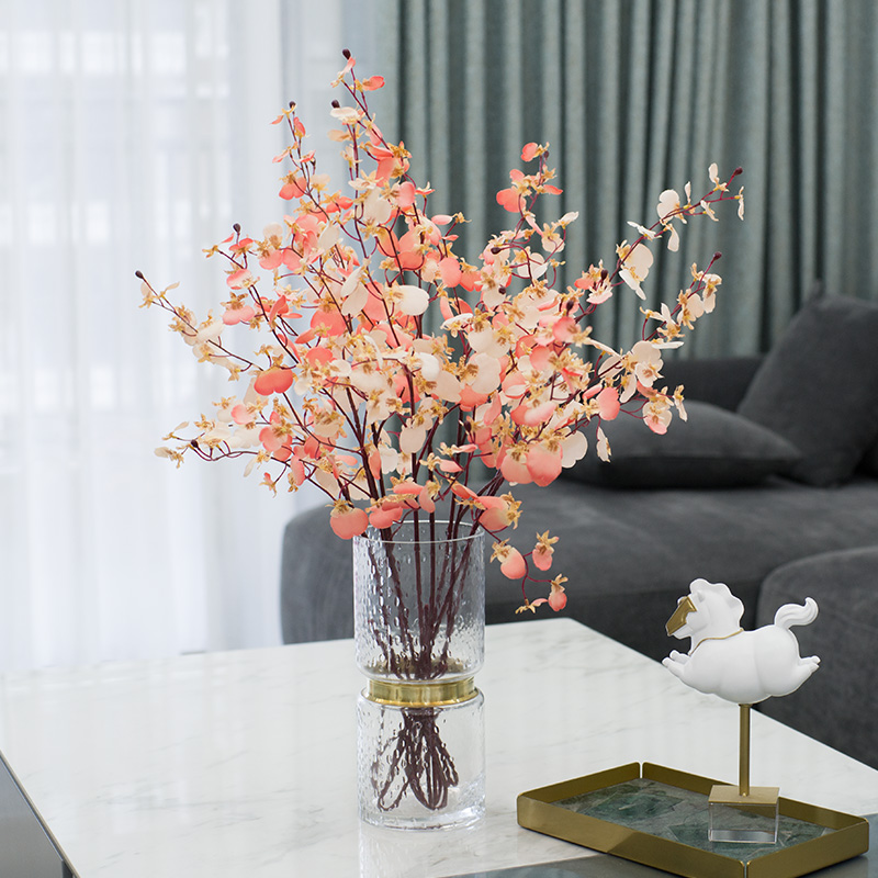 Nordic Dancing Lan Emulation Bouquet Living-room Table Table Dining Table Decoration Floral Plastic Fake Flower Pendulum With Floral Heart Orchid Flowers