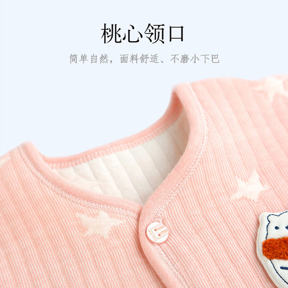 Newborn baby clothes autumn and winter warm suit 3-6 months male and female baby quilted thickened split two-piece set