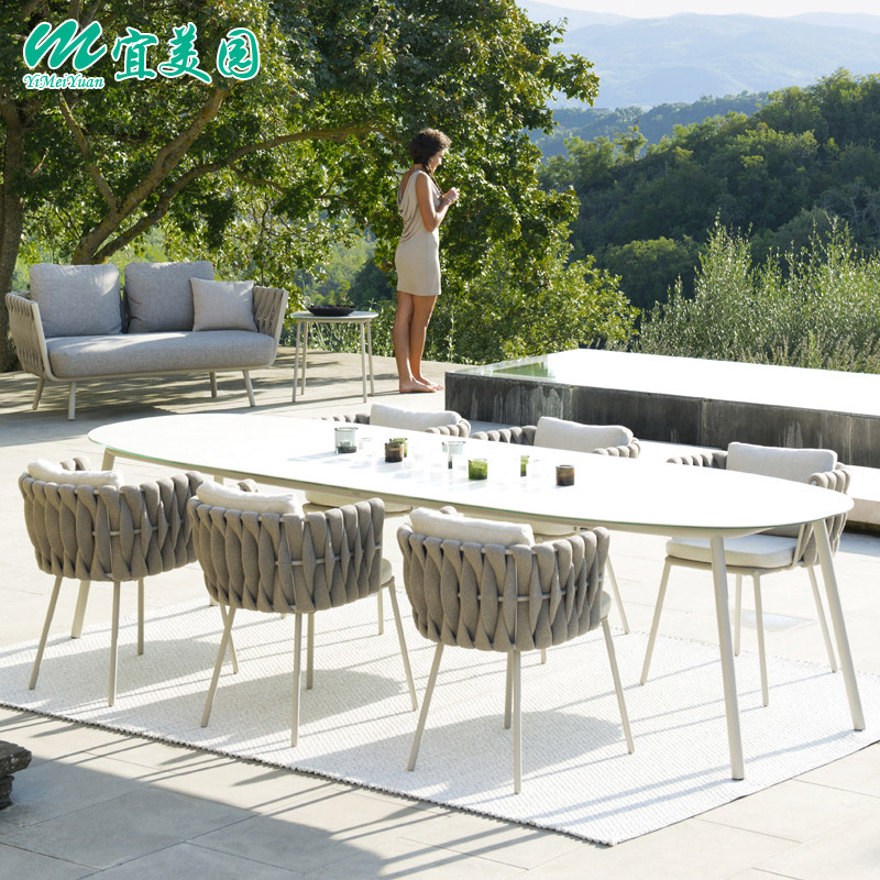 Nordic outdoor tables and chairs villa garden furniture hotel leisure balcony rattan chairs outdoor garden open-air dining table and chairs