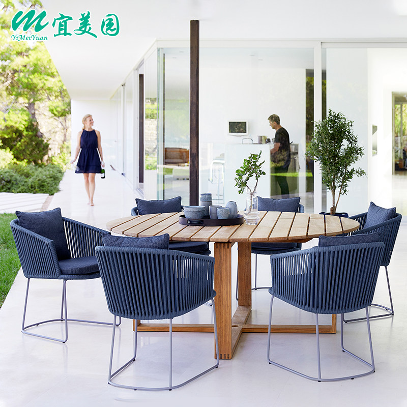 Outdoor table and chair rattan chair courtyard outdoor garden Nordic leisure combination terrace outside table balcony small table and chair dining table