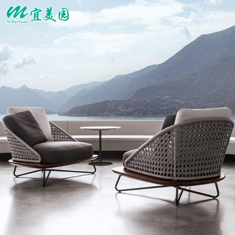 Nordic style outdoor leisure rattan sofa coffee table combination living room courtyard rattan chair garden balcony open-air furniture