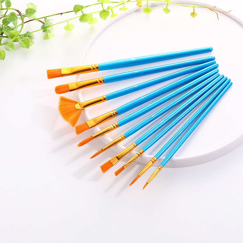 Fan Brush 10 Support for children paintbrush nylon hair oil paintbrush Fine art Painting oil paintbrush Water powder watercolor brush