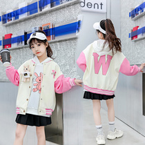 Girl Jacket Spring Dress 2022 New Childrens Weavewear Baseball Suit Two Sets Foreign Air Girl Casual Long Sleeve Jacket