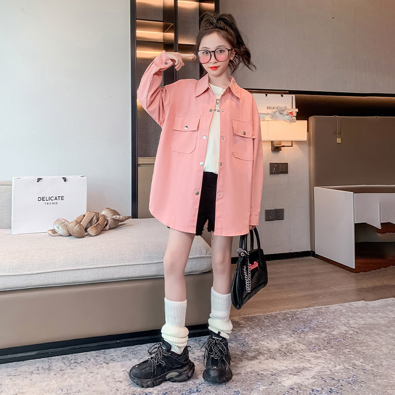 Girl's spring and autumn shirt 2023 new children Fashion foreign air shirt CUHK Tong Han Edition Girl blouses Autumn Clothing Tide-Taobao