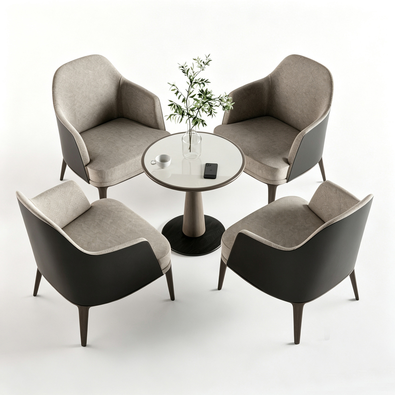 Post-Modern Minimalist Beauty Salon Hotel Lobby Light Luxury Reception Table and Chair Furniture for Sales Office Negotiations, One Table and Four Chairs