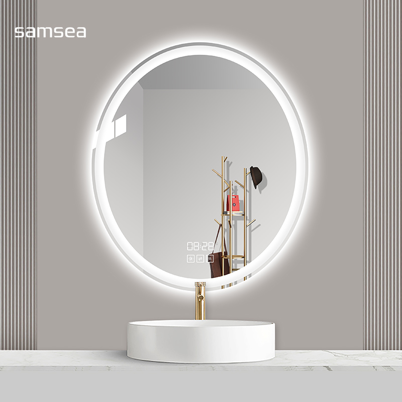 Sanxi oval frameless bathroom mirror led with light mirror smart anti-fog bathroom mirror wall hanging powder room mirror