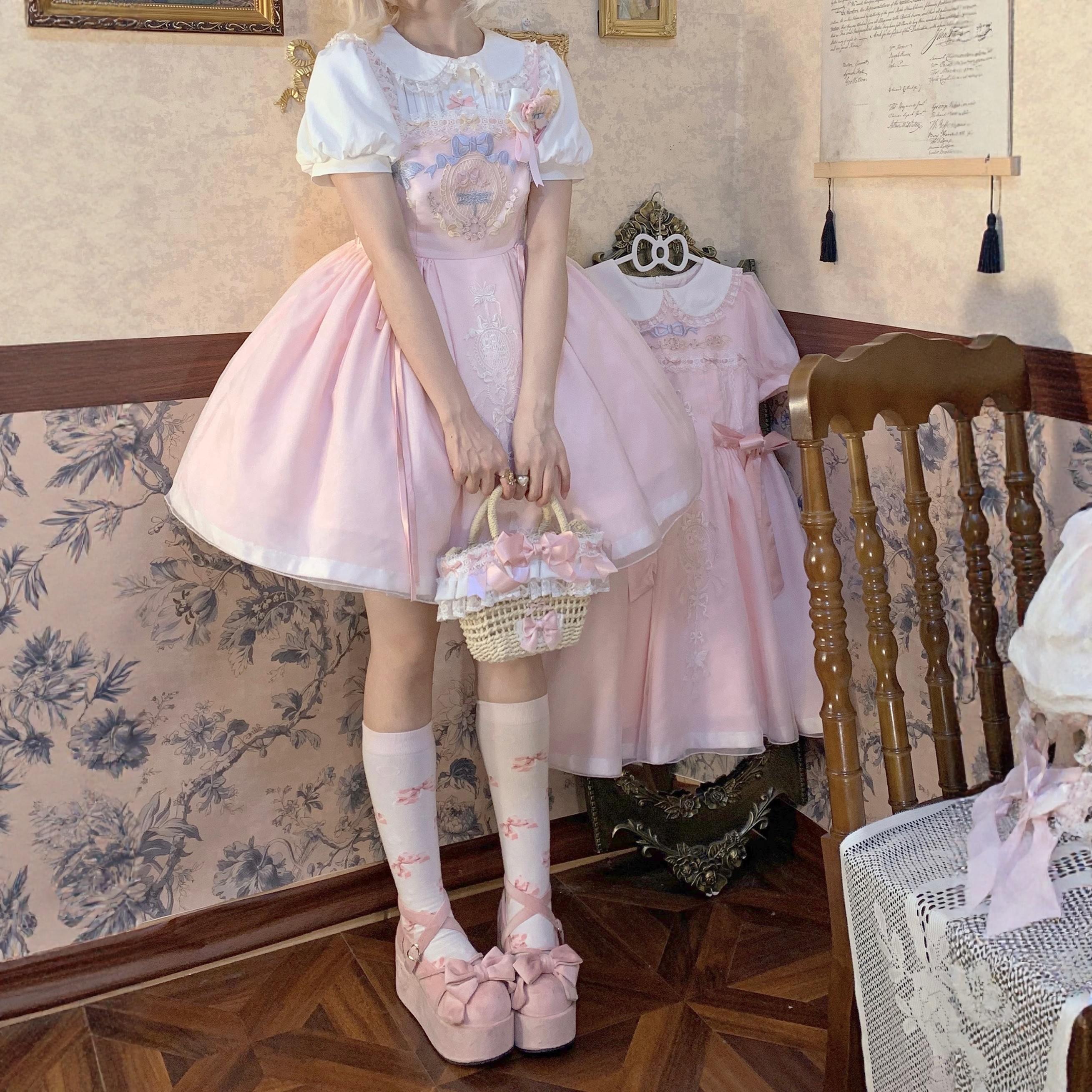 定金【花涧集】桃桃苏打原创刺绣doll感OP JSK 内搭 Lolita