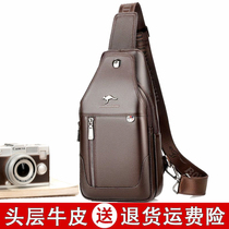 Genuine Leather Chest Bag Male single shoulder diagonal satchel headlining Bull Leather Chest Front Bag Large Capacity Mens Small Backpack Pure Leather Pocket