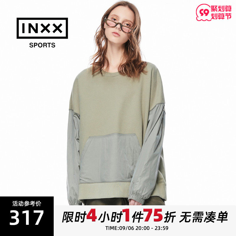 inxx sports designer niche tide brand autumn couple stitching printing round neck pullover thick cotton T unisex style