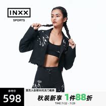 INXX SPORTS fall printed short jacket flap collar irregular downswing design blouse female display slim dew