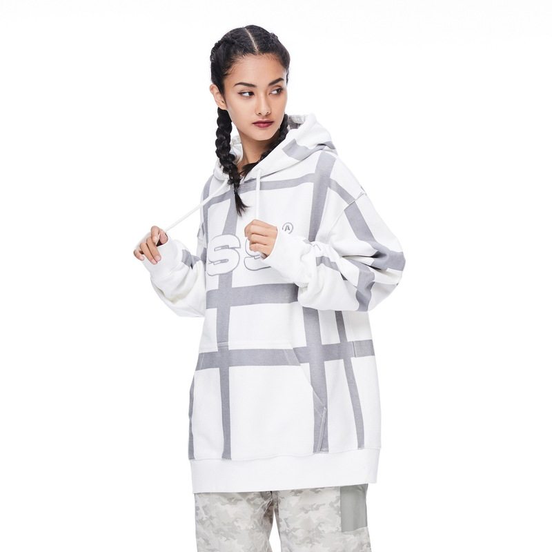 inxx sports tide white large grid loose jersey sports plug hoodies for men and women with the same tops