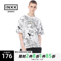 ISS BY INXX SPORTS x Lisha Jiang Tide Card White Comic Full Print Short Sleeve T-shirt male and female