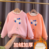 Girl clothes plus velvet autumn and winter 2021 New style Spring and Autumn Children girl fake two childrens thick coat
