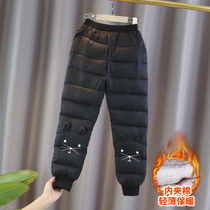 Girls pants thickened winter 2021 a pair of winter foreign duvet cotton childrens thin cotton trousers