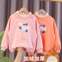 Girls clothes plus velvet autumn and winter 2021 new foreign style big childrens clothing warm one velvet tide childrens thick coat