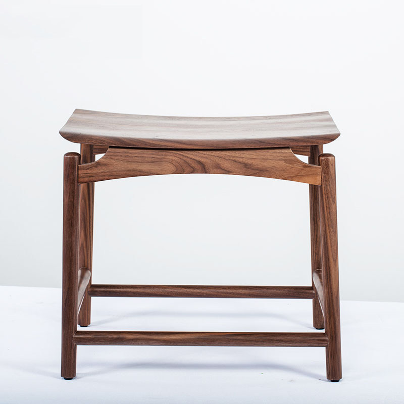 New Chinese Zen solid wood small square stool black walnut color elm log tea table and chair stool Ming and Qing antique low stool chair