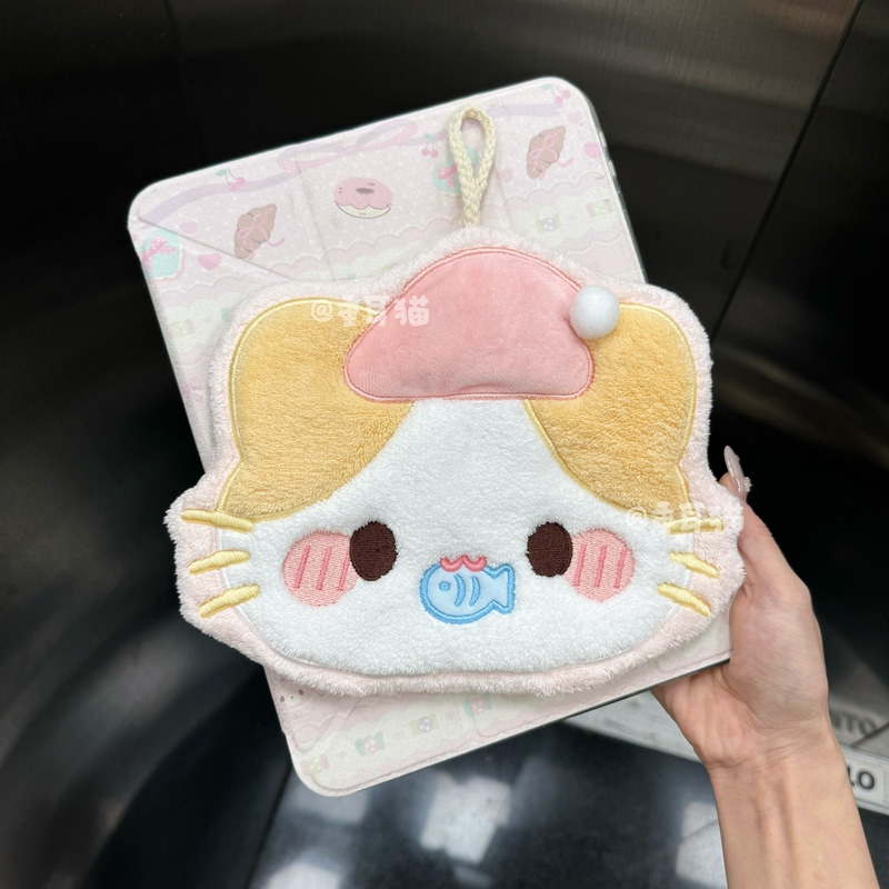 Lop-Eared Cat Original Marshmallow Cat Bathroom Kitchen Hand Towel Double-Layer Absorbent Bathroom Hanging Towel