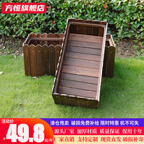  Anticorrosive wood flower box Balcony outdoor carbonized solid wood courtyard cauliflower tank extra large rectangular planting box flower pot