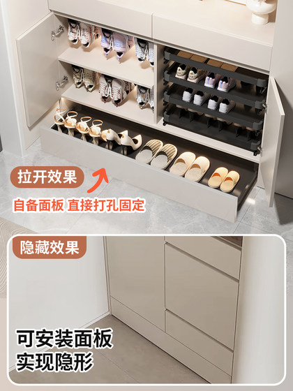 踢脚抽屉鞋柜收纳抽屉入户柜家鞋柜玄关柜鞋架反弹抽拉加深鞋架