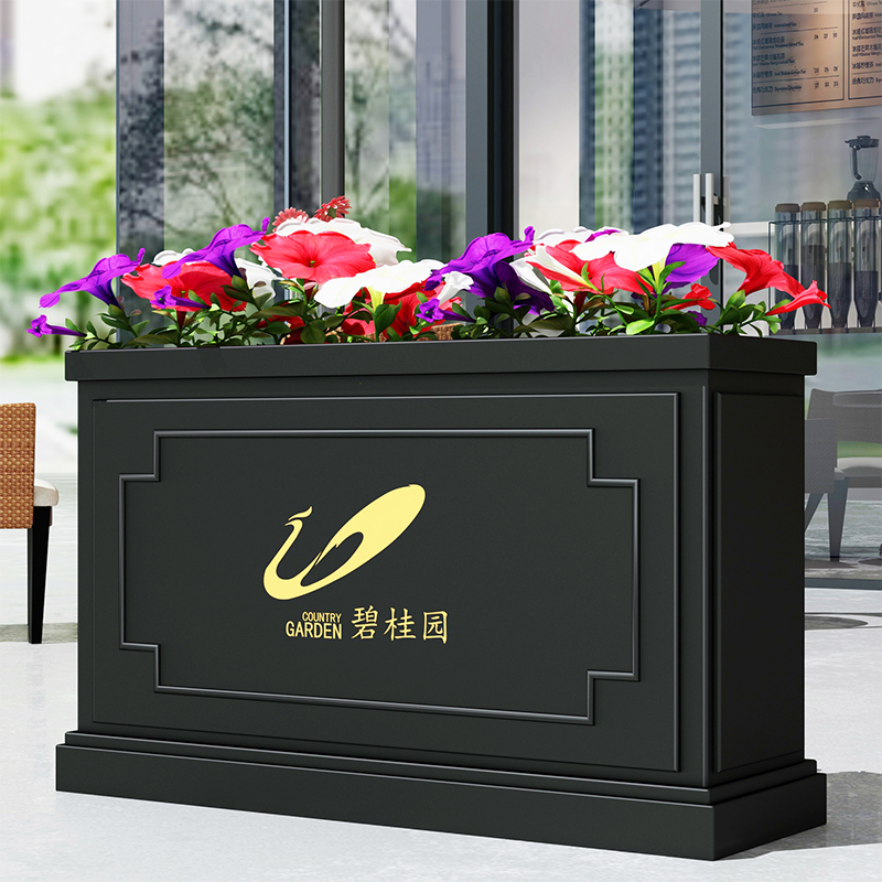 Outdoor flower trough rectangular fence commercial street sample house display center outdoor wrought iron flower bed combination flower box outdoor planting box