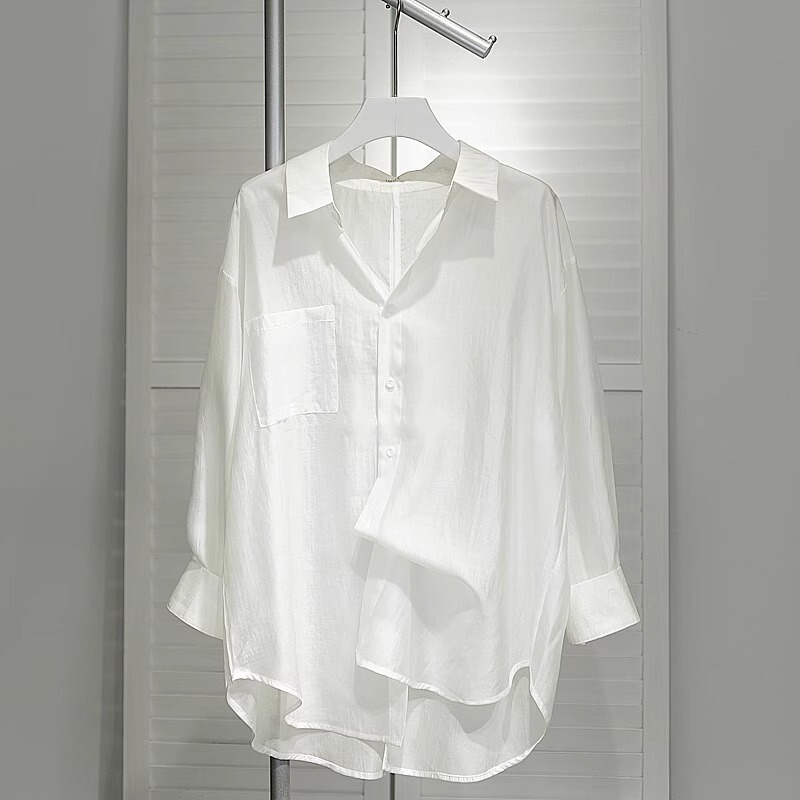 Tencel Sun Protection Shirt for Women, Long-Sleeved, Unique Design, Niche Summer Women's Clothing, Ice Silk White Top, Loose Thin Jacket