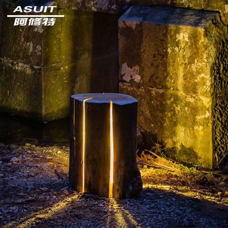 Solar wood pile lamp simulation tree stump lamp outdoor waterproof lawn decoration lighting garden villa garden landscape lamp