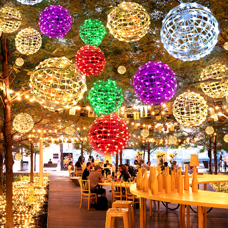 Rattan Lamp Mesh Red Ins Outdoor Waterproof Landscape Decorative Lights Ball Hanging Tree Park Square Arrangement Brightening Colored Lights