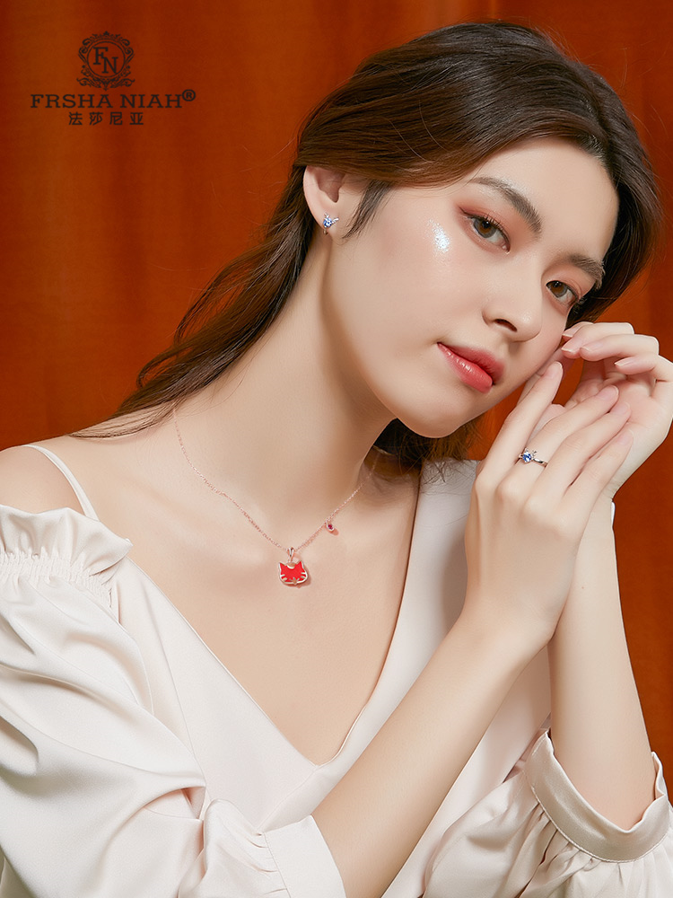 Fazania Necklace Women's Pure Silver Palace Cat Lock Bones Chain Small Crowd 2021 New Pendant Presents To Girlfriend