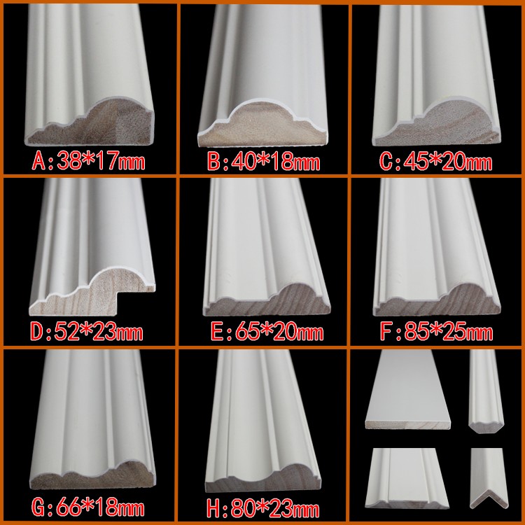 Solid wood lines TV background wall decorative lines a variety of choices solid wood baked white paint paint-free decorative strips