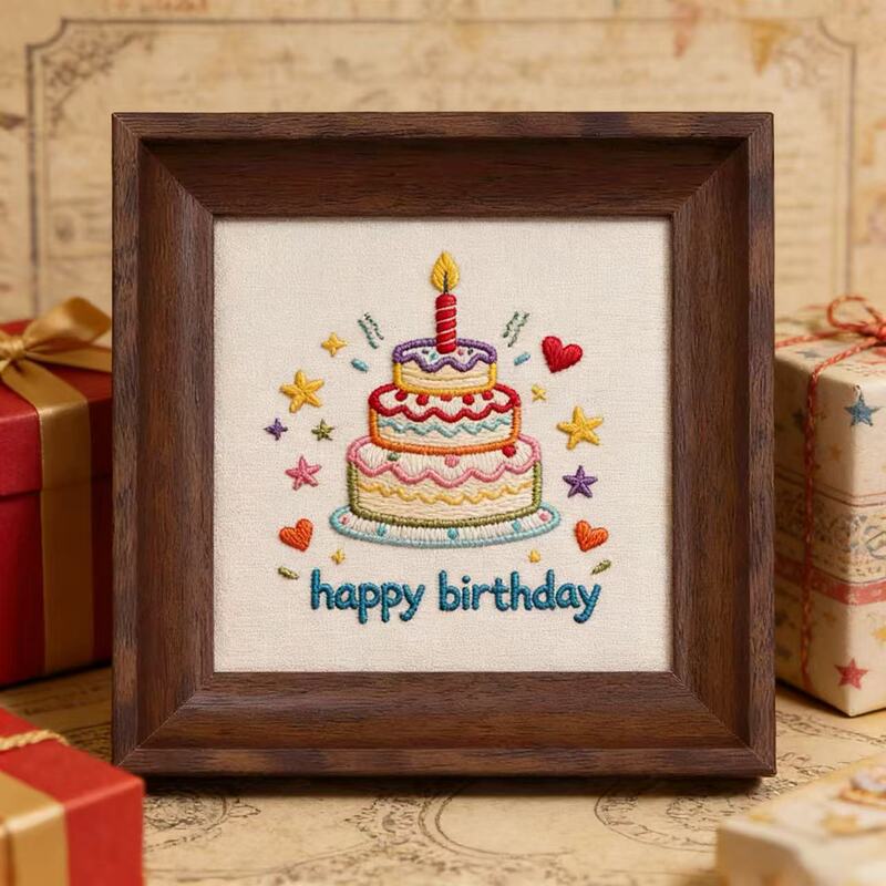 Happy Birthday Embroidered Photo Frame DIY Handmade Gift for Male and Female Friends, High-End Ceremonial Graduation Gift