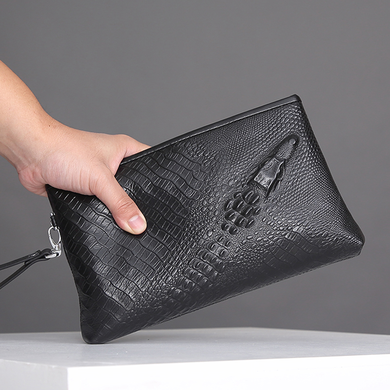 Men's Clutch Bag Genuine Leather Handbag Men's Business Clutch Bag Casual Soft Cowhide Large Capacity Envelope Bag Trendy