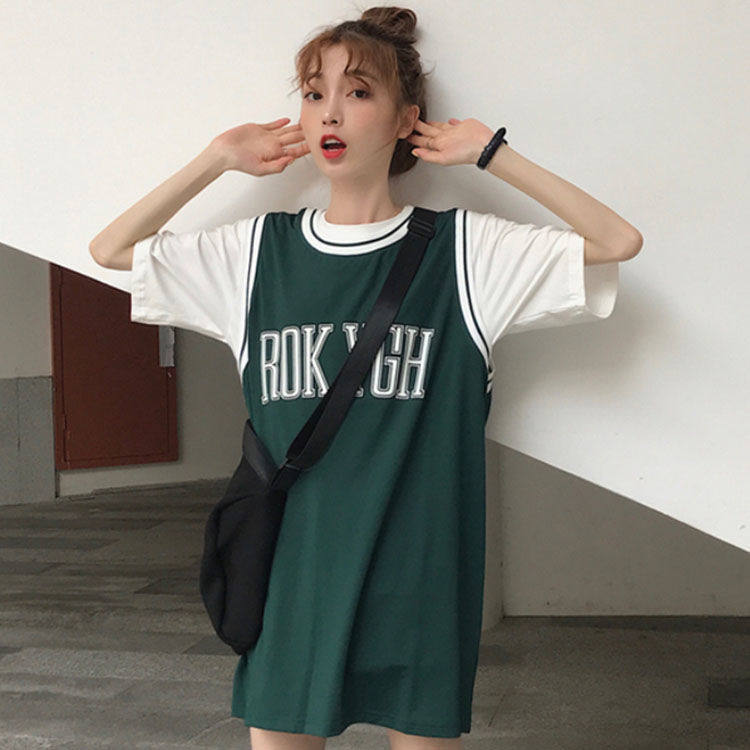 Basketball suit Summer Korean version retro original Cebu Loose Vest Short Sleeve T-shirt Schoolgirl Jersey Net Red Blouses