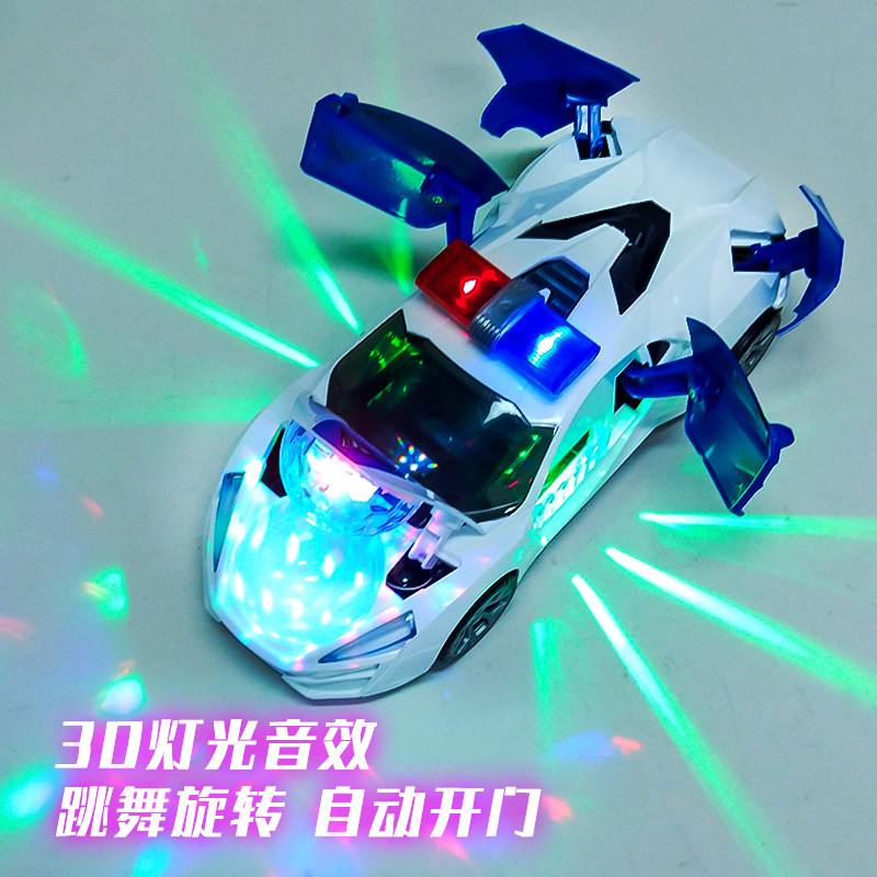 Electric Dancing Deformation Rotary Universal Police Car Leather Truck Boy Toy Shake Sound The Same Child Small Car
