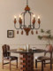 2025 New Vintage American Country-Style Living Room Chandelier in Walnut Color, Dining Room and Bedroom Lamp, Simple French-Style Lamp