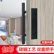 Kuraya door slotted-free handle Barn door surface-mounted handle Wooden door Glass sliding door sliding door Carbon steel double-sided handle
