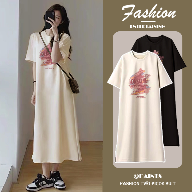 Maternity Dress Summer Wear 2026 New Loose T-Shirt Dress Summer Plus Size Pregnant Mom High-End Style Long Dress