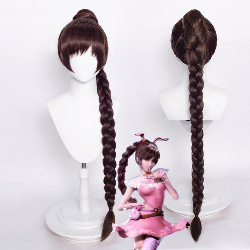 Man Meng house Douluo mainland five-year appointment Xiaowu cosplay wig dark brown twist braid rabbit ears hair accessories