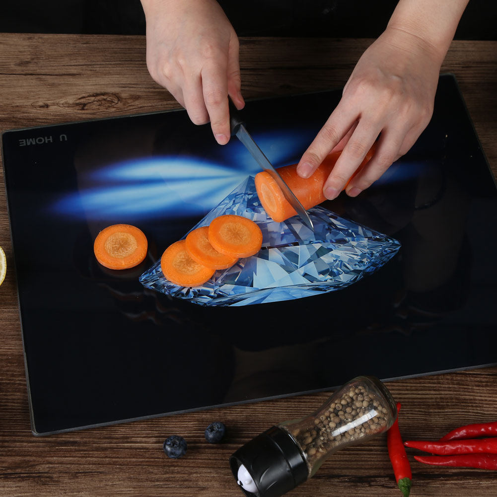 Antibacterial cutting board home mildew-proof chopping board tempered glass cutting board fruit side food chopping block heat insulation cup cushion combined dress