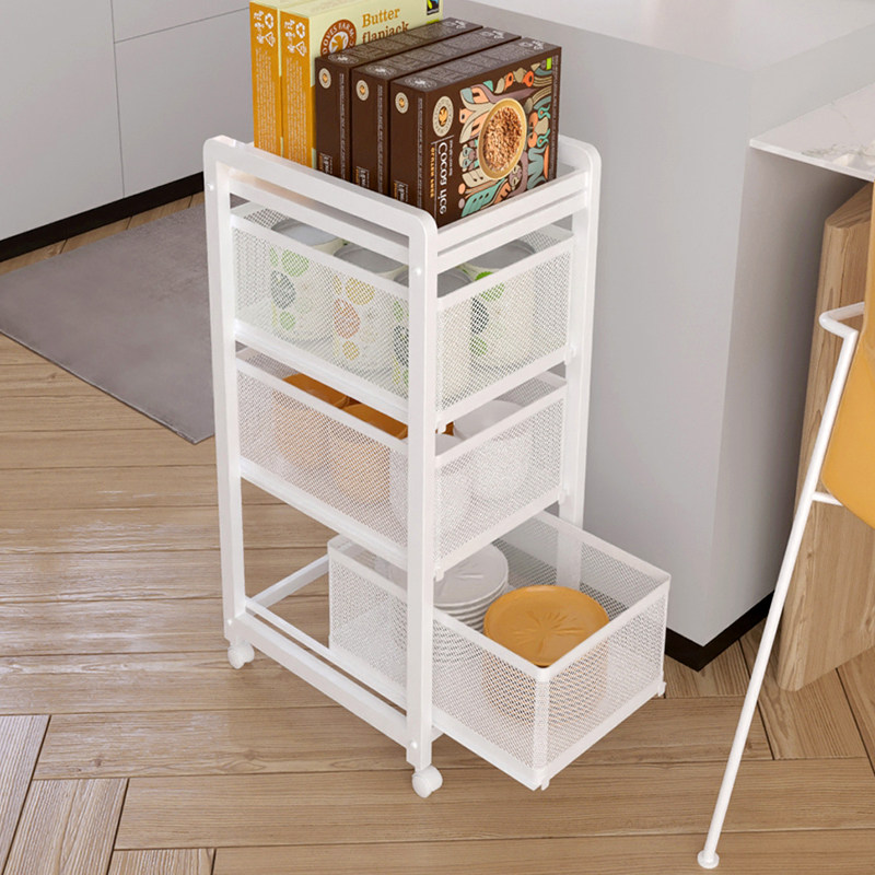 Drawer-type storage rack floor-to-ceiling bedroom living room multi-layer table trolley bedside removable kitchen storage shelf
