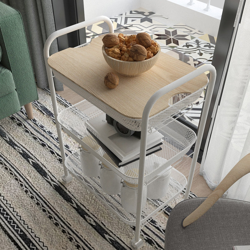 Kitchen rack floor-to-ceiling multi-storey dormitory trolley rack bookshelf bedroom snack balcony storage rack - Taobao