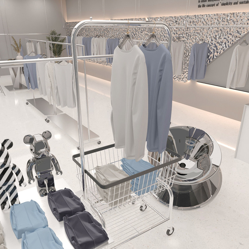 Clothing store display rack hanger bag rack white special display rack women's clothing store shelf floor-standing coat rack