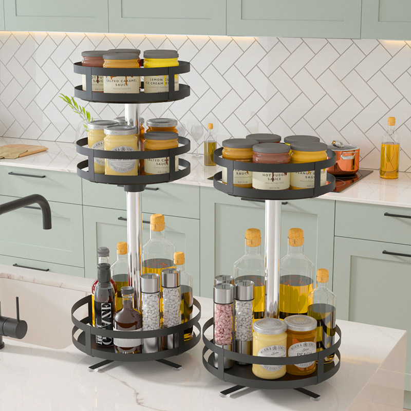 Rotating Kitchen Condiment Rack Home Countertop Corner Put Oil, Salt, Vinegar, Soy Sauce Bottle Condiment Storage Artifact - Taobao